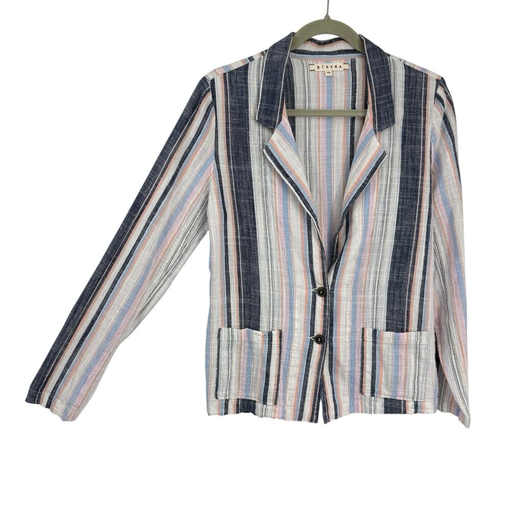 Xirena Jasper Cotton Striped Blazer Jacket XS 2-Button Lightweight Casual